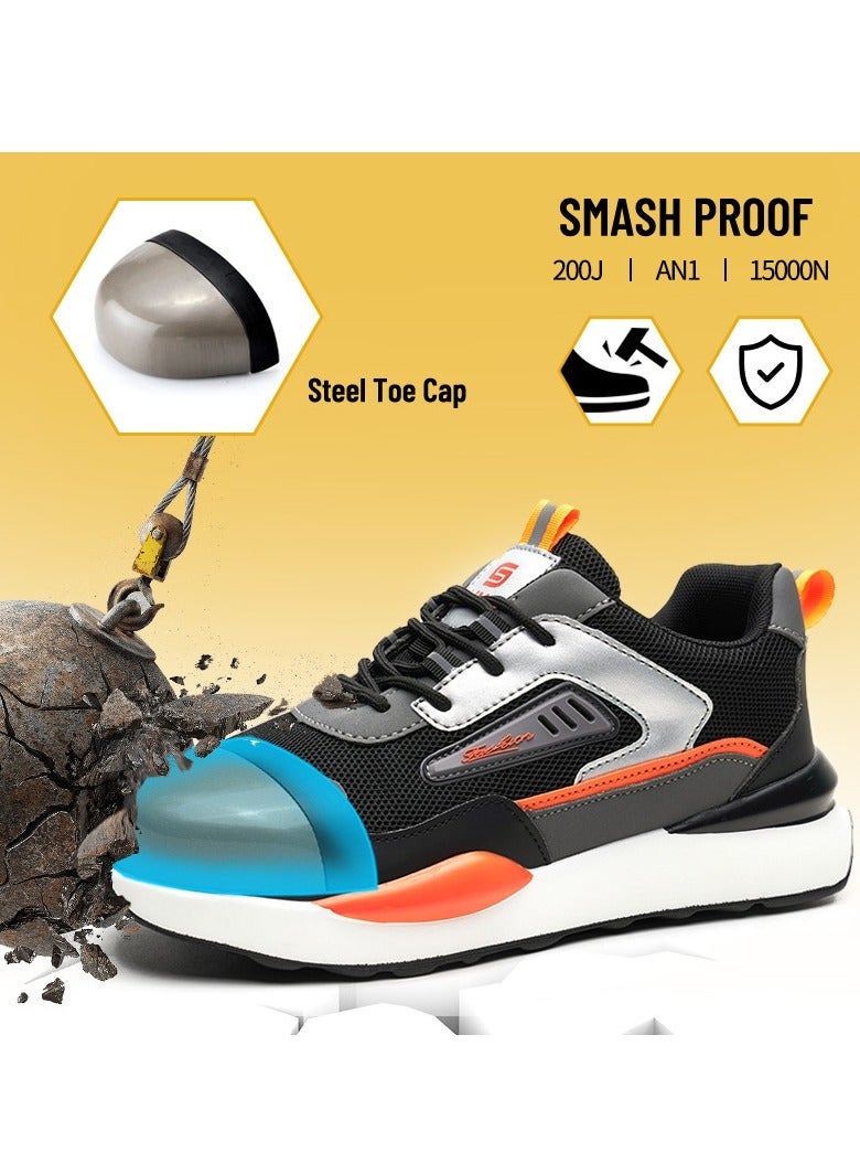 SLIMTA Safety Shoes for Men & Women - Breathable Flying Woven, Anti-Smash, Lightweight PU Sole Sporty Work Shoes - Image 4